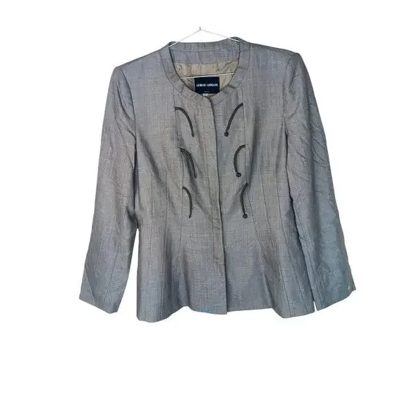 Giorgio Armani Gray Wool Silk Blend Jacket Blazer Size 46 (US 12) Made in Italy - Picture 2 of 16